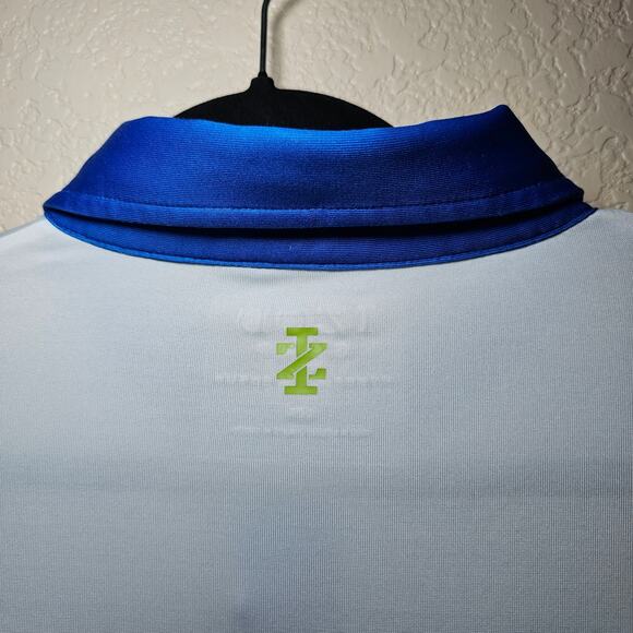 IZOD STRETCH GOLF GOLFING POLO SHIRT MENS LARGE WHITE GREEN BLUE EUC - Picture 9 of 12